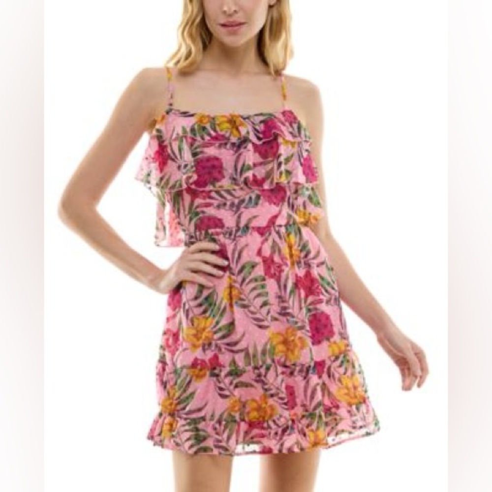 Speechless Juniors' Floral Print Ruffled Sleeveless A-Line Dress Size Medium NWT